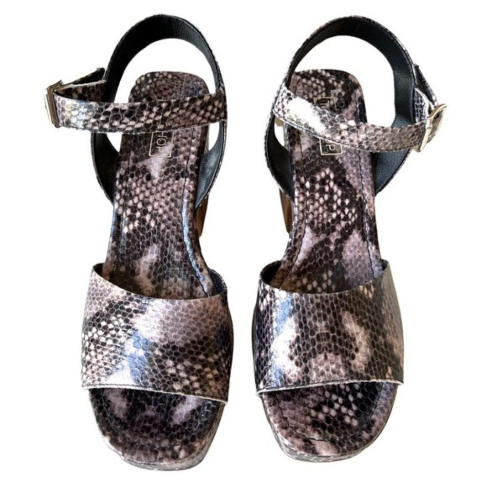 Topshop Chunky Platform Heel Sandals Snakeskin Gray Made in Italy US Size 9 - Picture 2 of 8